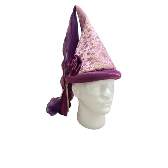 Disney Parks Rapunzel Princess Hat Adjustable Adult Pink Purple Gold Veil Braid - Picture 4 of 8